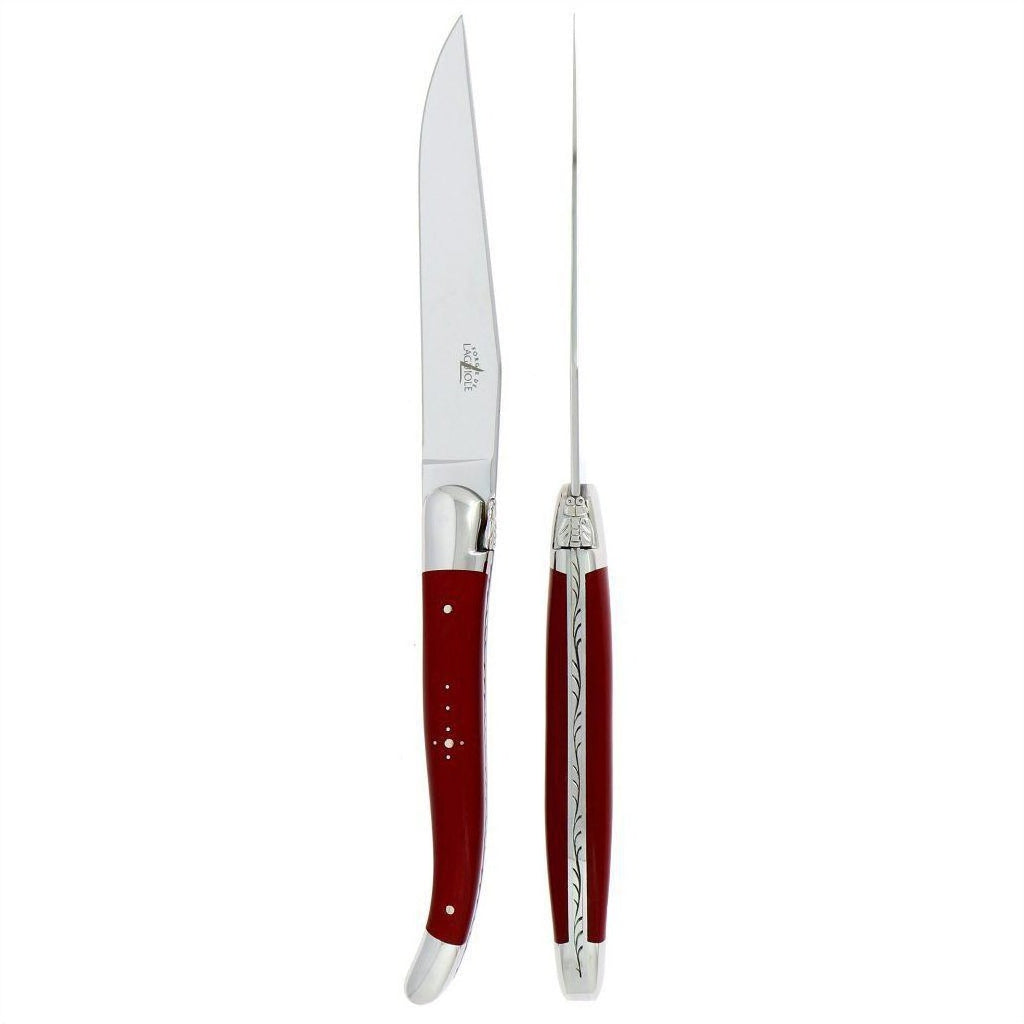 Forge de  Forge de  Laguiole 2 Piece Steak Knife Set Fabric Series Red