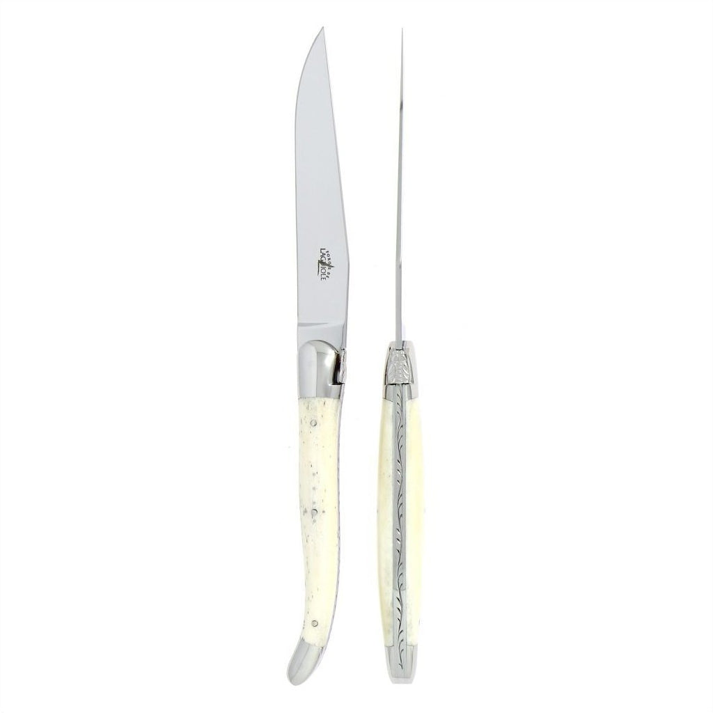 Forge de  Laguiole 2 Piece Steak Knife Set Bone Handle