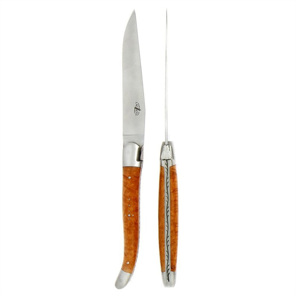 Forge de  Laguiole 2 Piece Steak Knife Set Briarwood Satin Finish