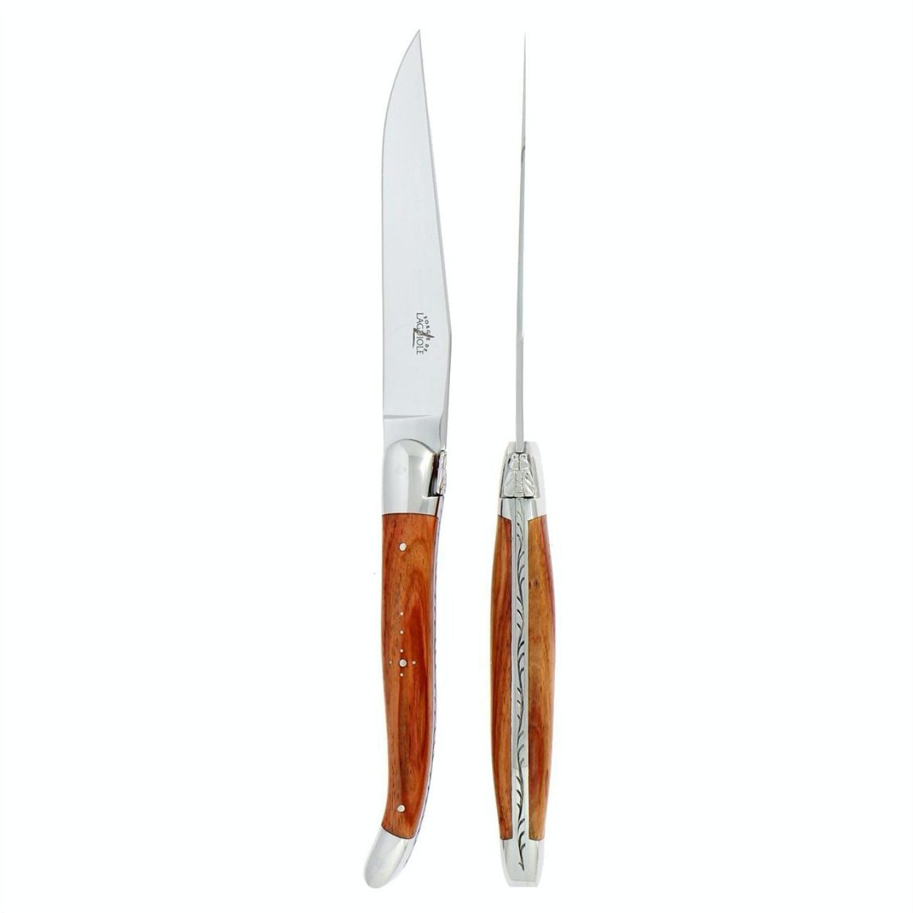 Forge de  Laguiole 2 Piece Steak Knife Set Rosewood Shiny Finish