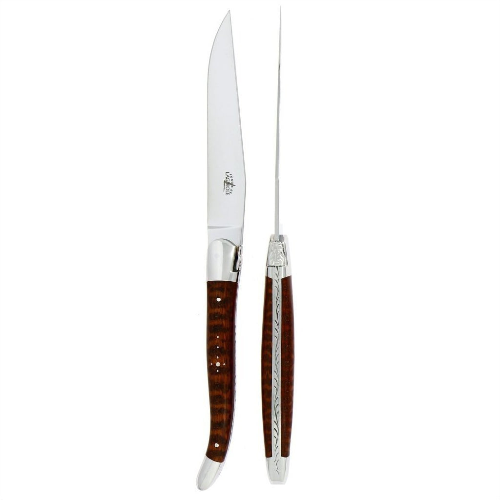 Forge de  Laguiole 2 Piece Steak Knife Set Snake Wood Shiny Finish