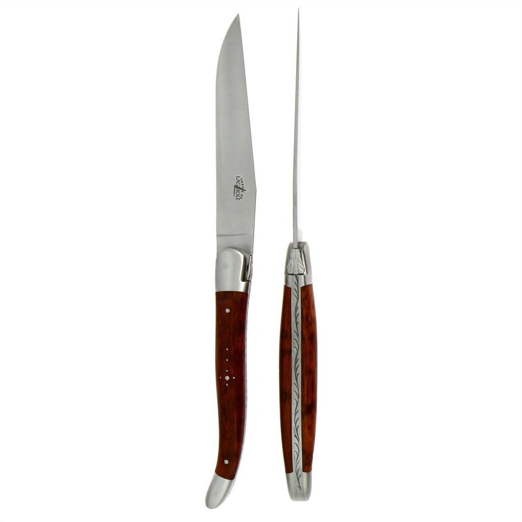 Forge de  Laguiole 2 Piece Steak Knife Set Snakewood Satin Finish