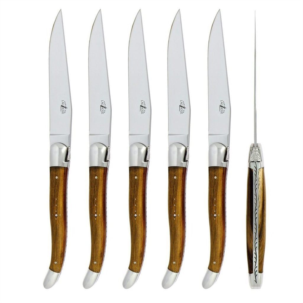 Forge de  Laguiole 6 Piece Steak Knife Set Pistachio Handle Shiny Finish