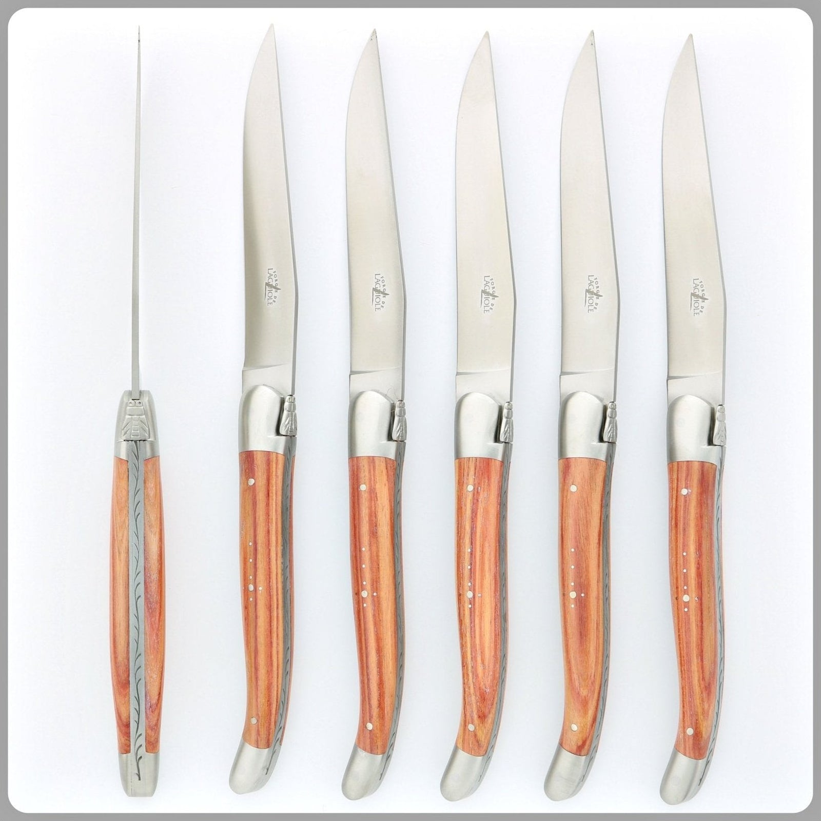 Forge de  Laguiole 6 Piece Steak Knife Set Rosewood Satin Finish