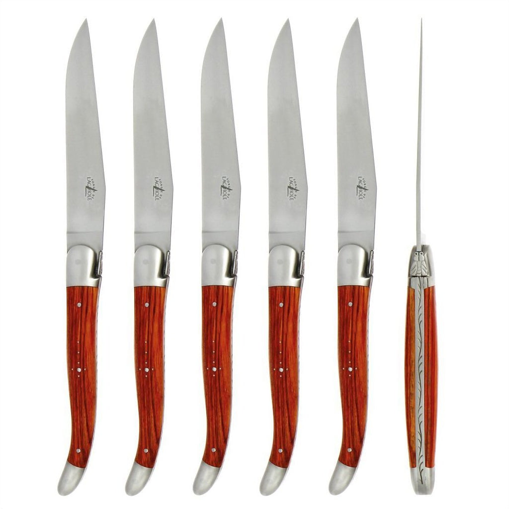 Forge de  Laguiole 6 Piece Steak Knife Set Rosewood Satin Finish