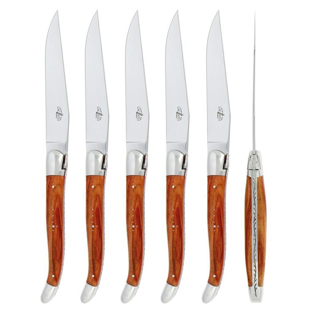 Forge de  Laguiole 6 Piece Steak Knife Set Rosewood Shiny Finish