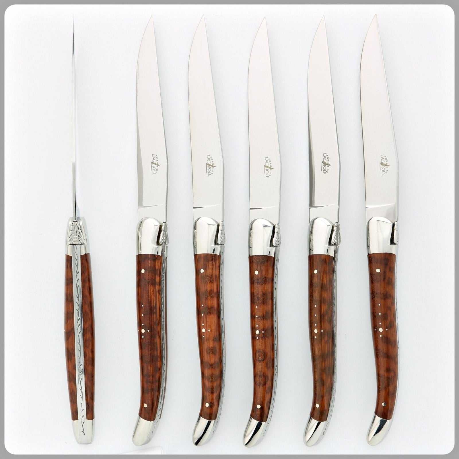 Forge de  Laguiole 6 Piece Steak Knife Set Snakewood Shiny Finish