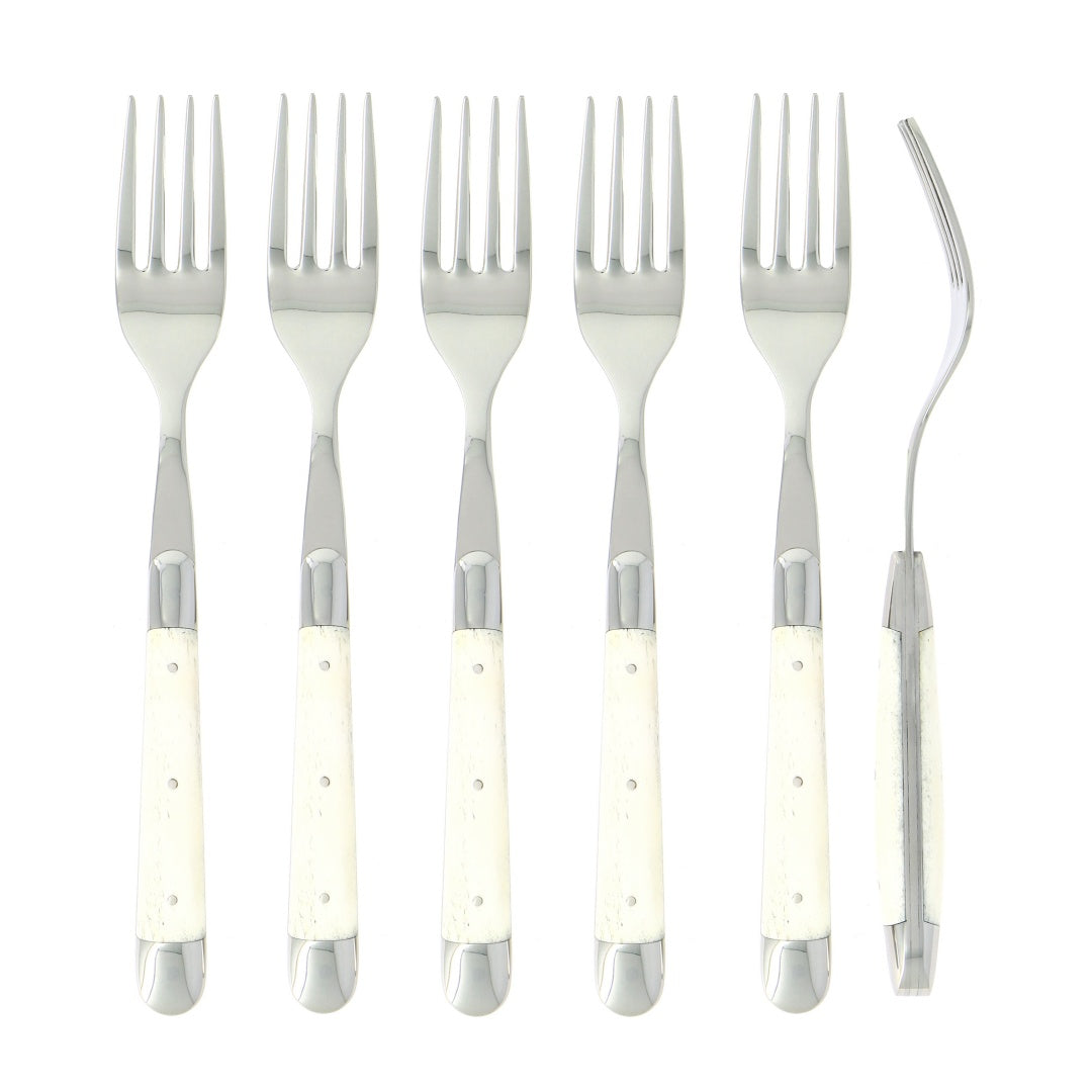 Forge de Laguiole Forks Bone Shiny Finish