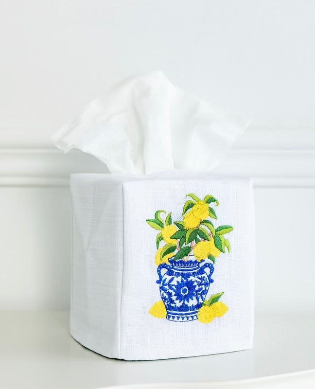 Tissue Box Cover, Lemons Ginger Jar