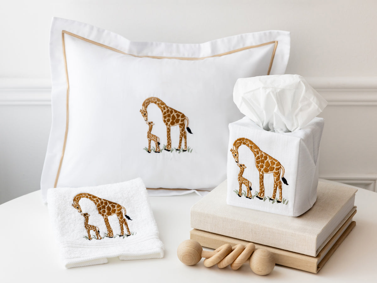 Baby Boudoir Pillow Cover, Giraffe & Baby