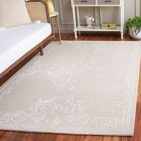 Glamour Wool Rug in Light Brown and Ivory