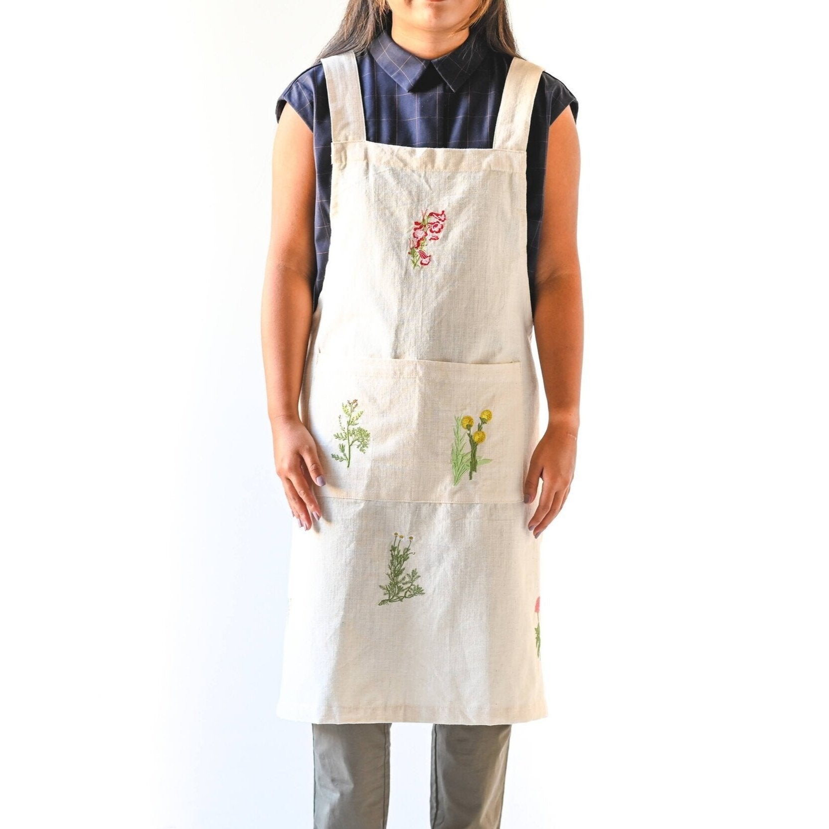 Botanical Embroidered Apron