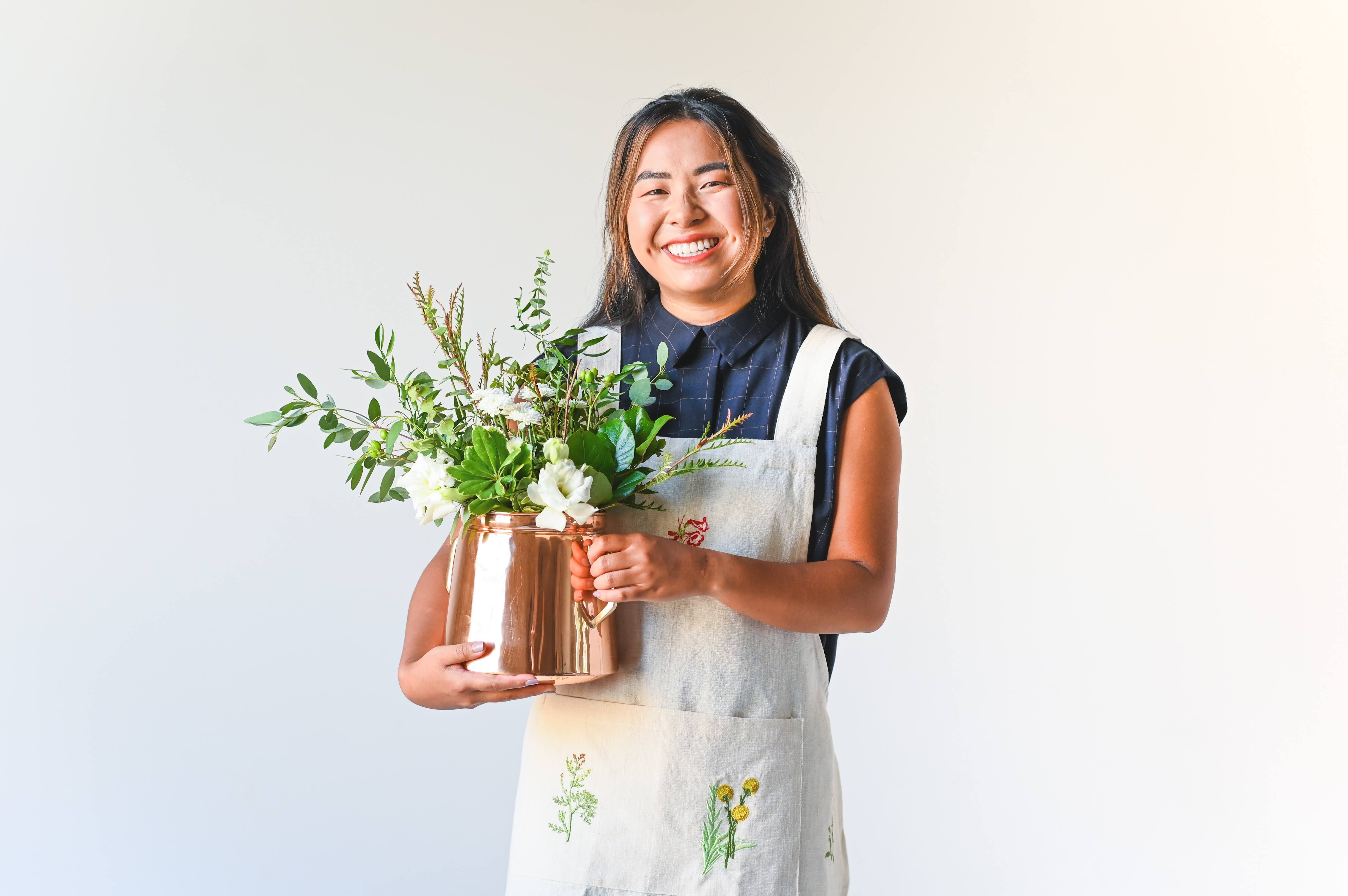 Botanical Embroidered Apron