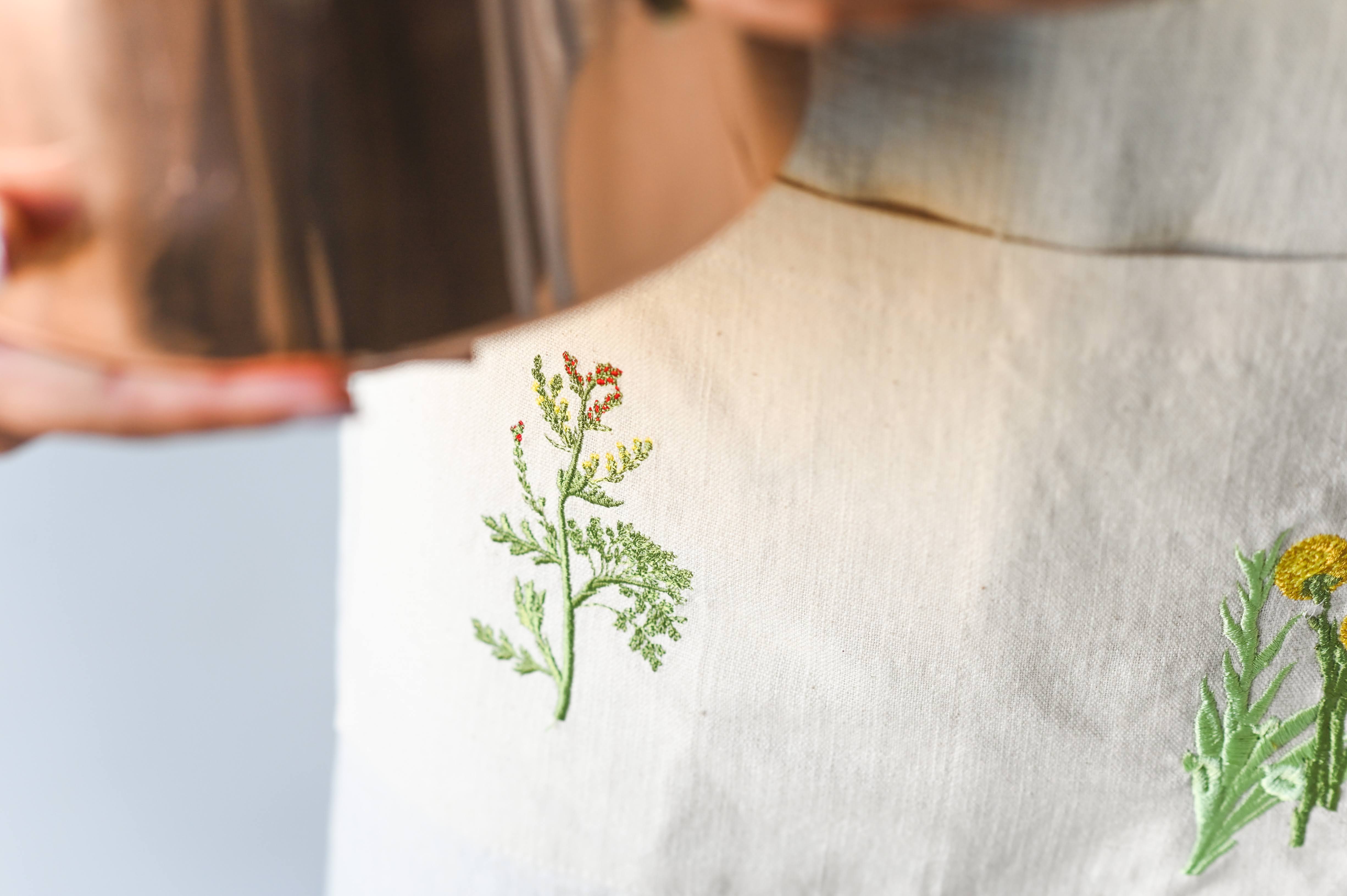 Botanical Embroidered Apron