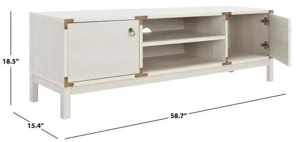 Safavieh Galio White-Gold 2 Door 2 Shelf Media Stand