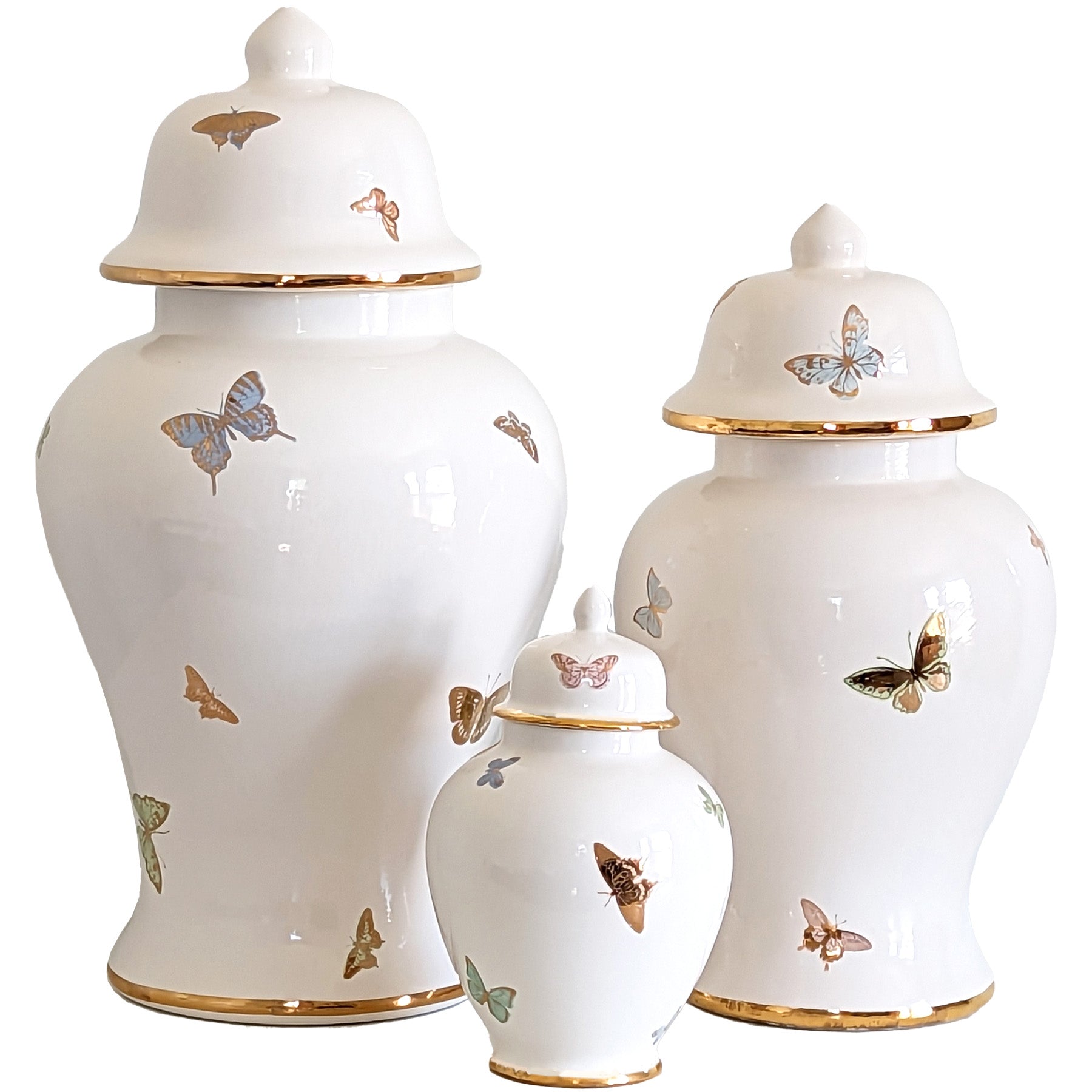 Gilded Butterflies Ginger Jars