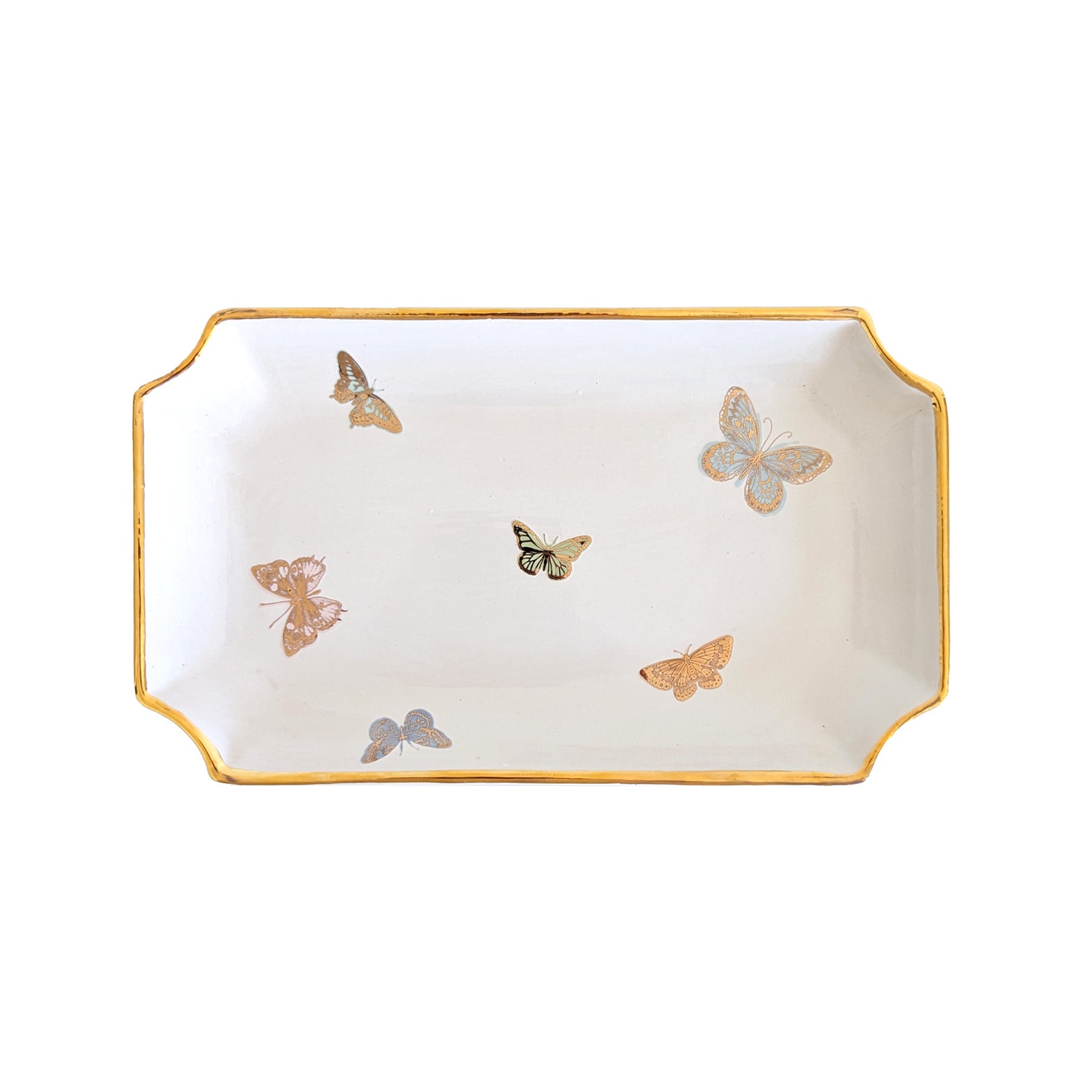 Gilded Butterflies Trays with 22K Gold Accent