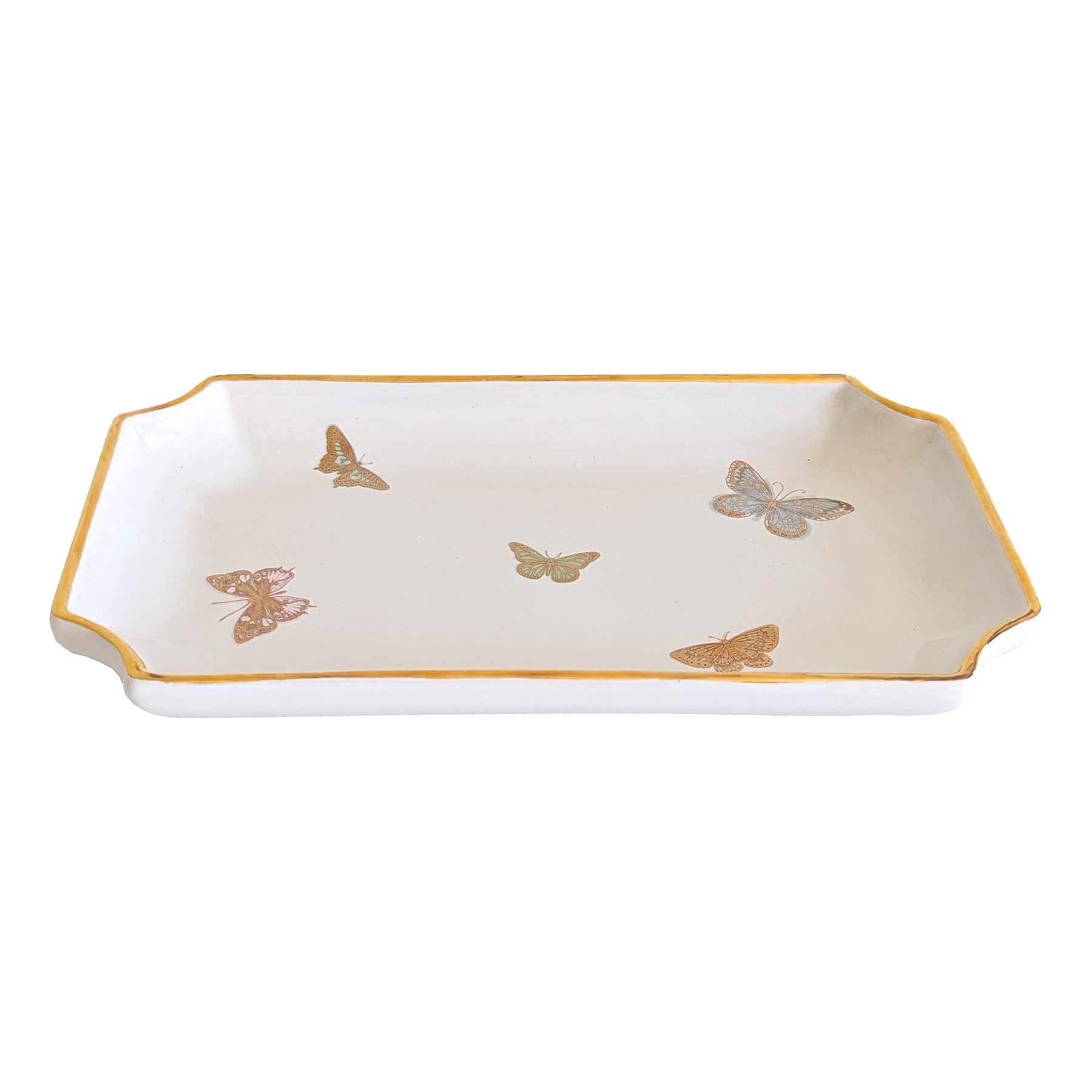 Gilded Butterflies Trays with 22K Gold Accent