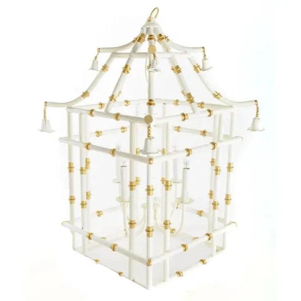 The Enchanted Home Ivory & Gold Bamboo Lantern (Medium)