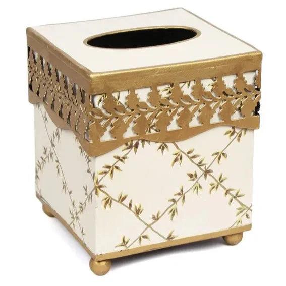 The Enchanted Home Ivory & Gold Trellis Tissue Holder