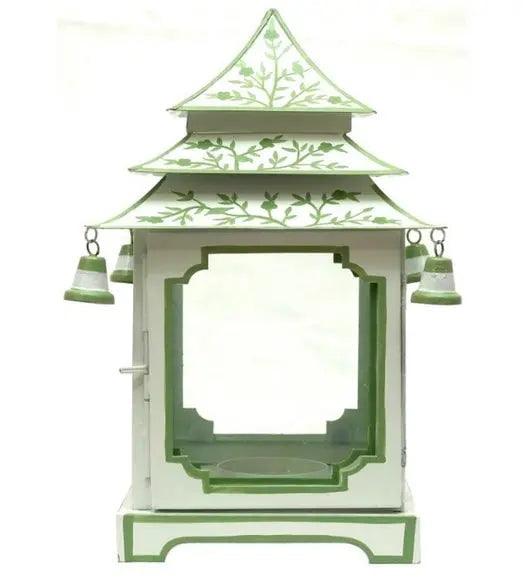 The Enchanted Home White/Green Floral Pagoda Hurricane - Large