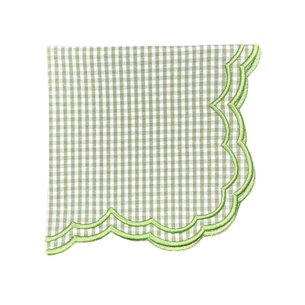 Flying Sheep Country Bettina Napkin - Light Green Gingham (Set of 4)