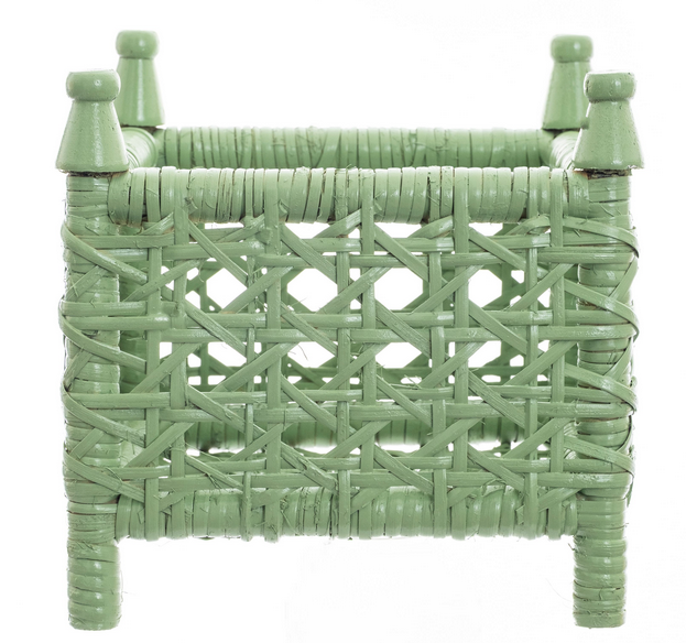 Green Cane Wicker Box Planter