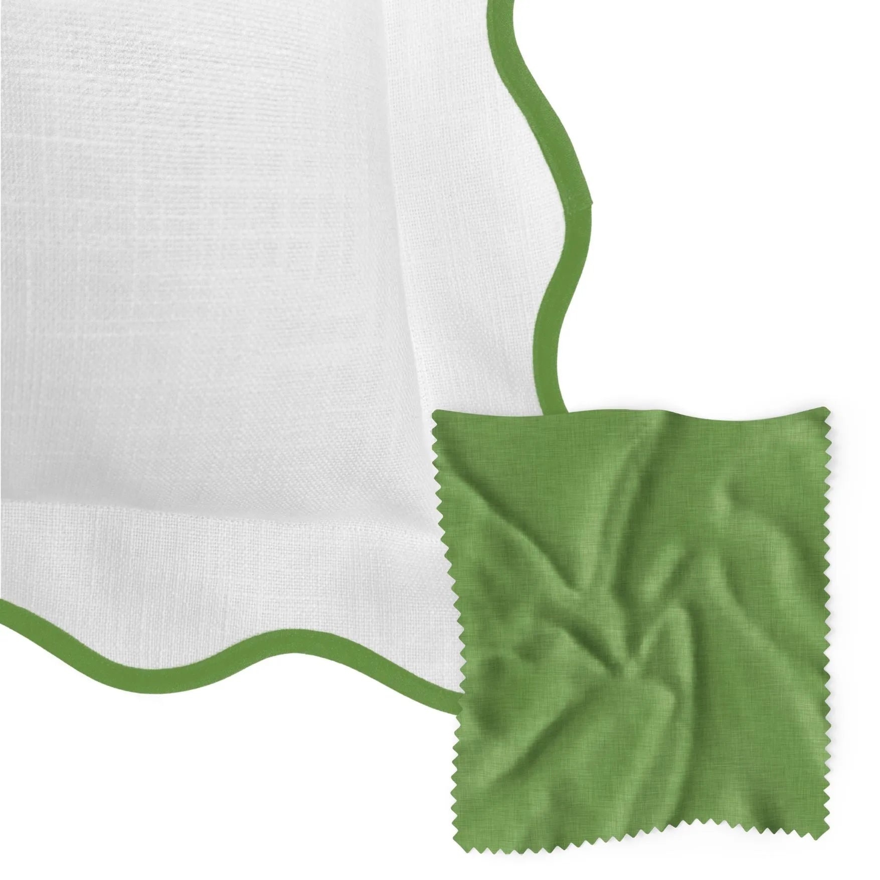 Scalloped Duvet Cover, Green / White