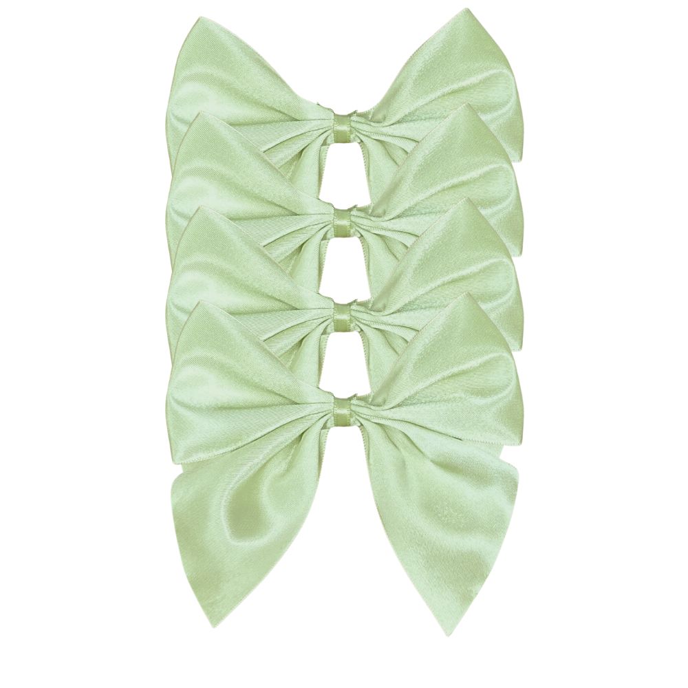 Light Green: Satin Bow Napkin Ties - (Set of 4)