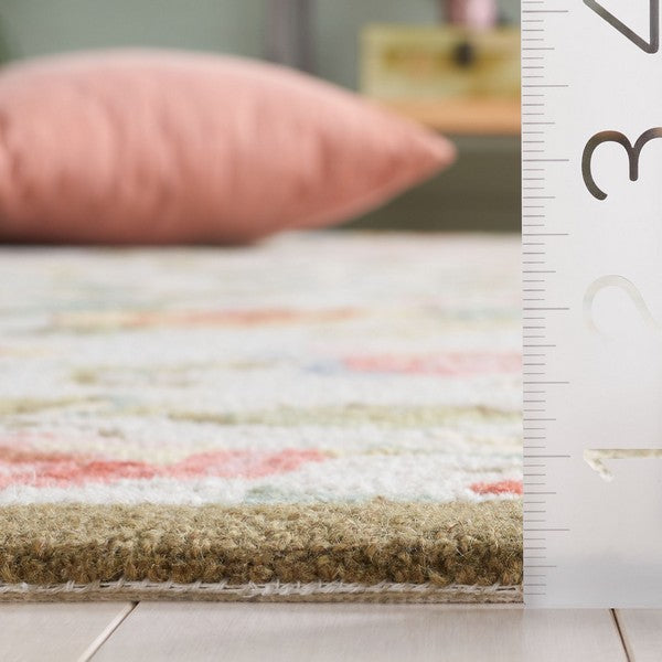 Chelsea Wool Rug in Ivory and Sage with Floral Design