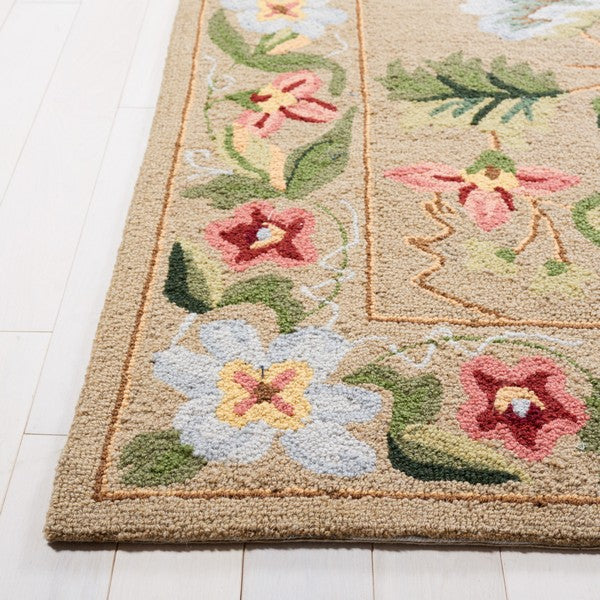 Chelsea Wool Rug in Beige with Floral Design