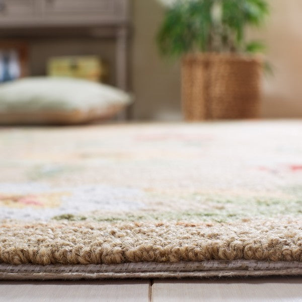 Chelsea Wool Rug in Beige with Floral Design