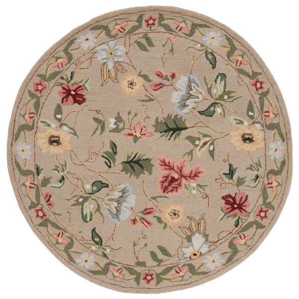 Chelsea Wool Rug in Beige with Floral Design