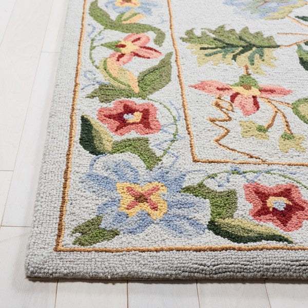 Chelsea Wool Rug in Gray with Floral Design