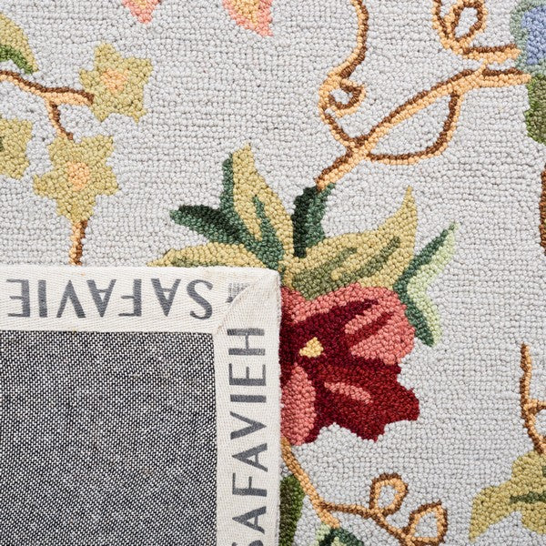 Chelsea Wool Rug in Gray with Floral Design