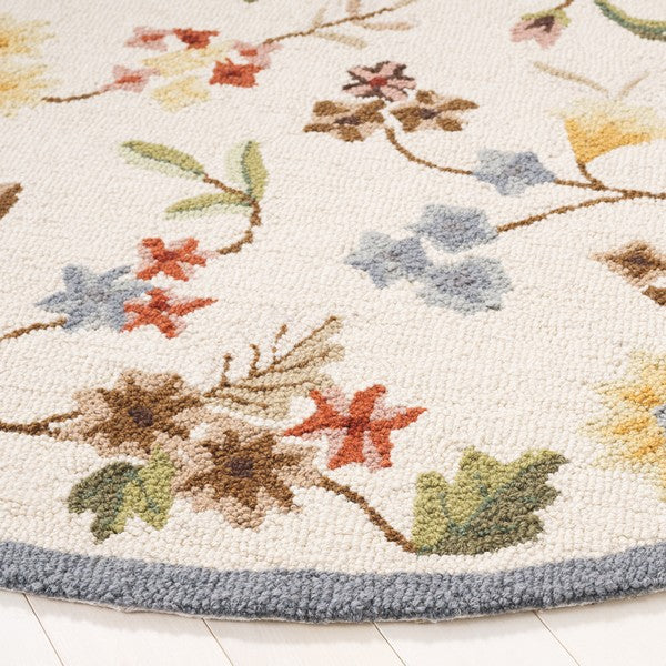 Chelsea Wool Rug in Ivory and Green with Floral Design