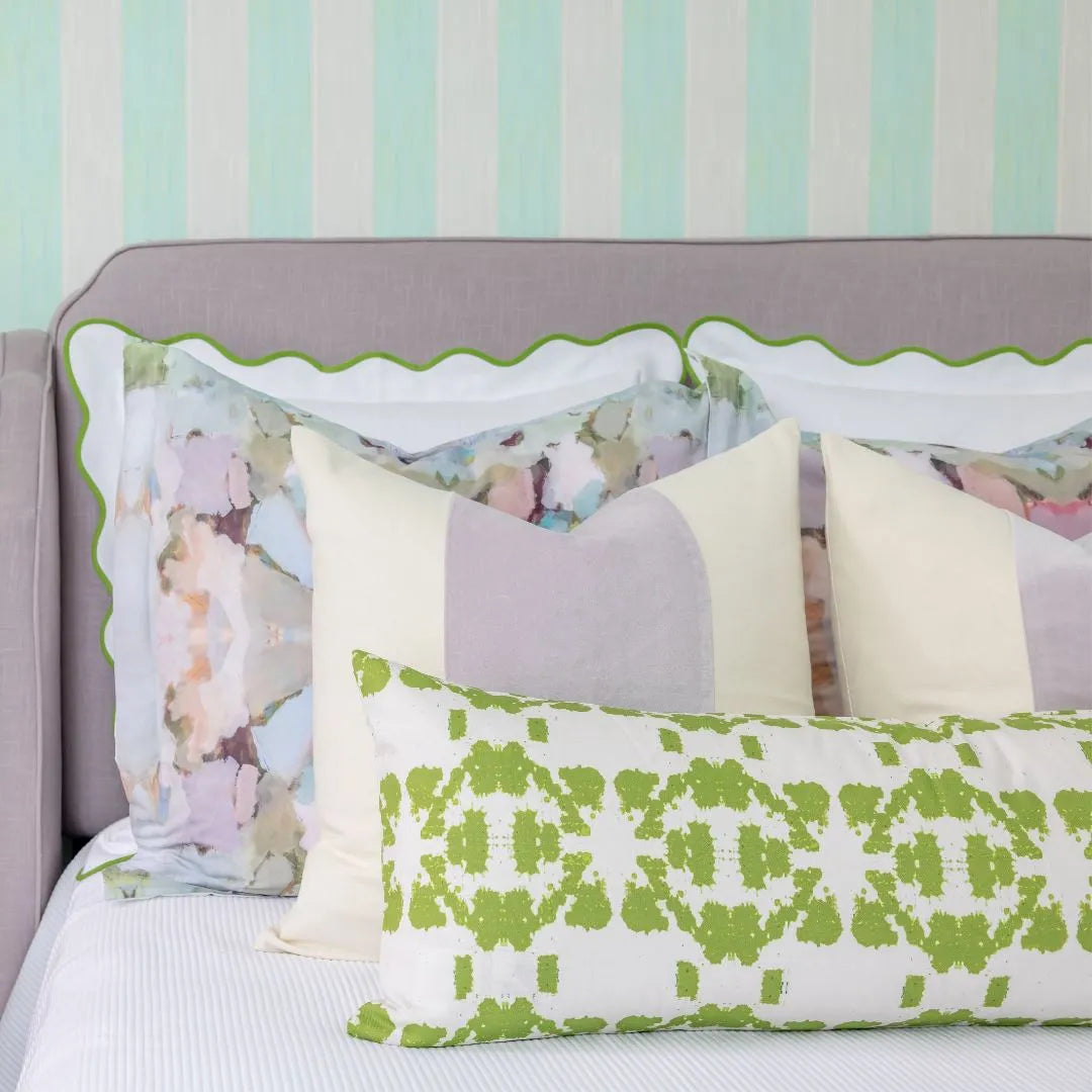 Scalloped Euro Sham, Green / White