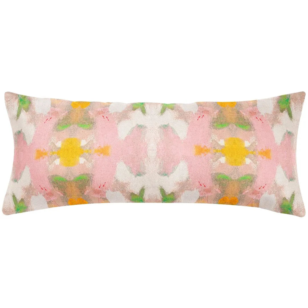 White Lotus Pillow with Pink 14x36