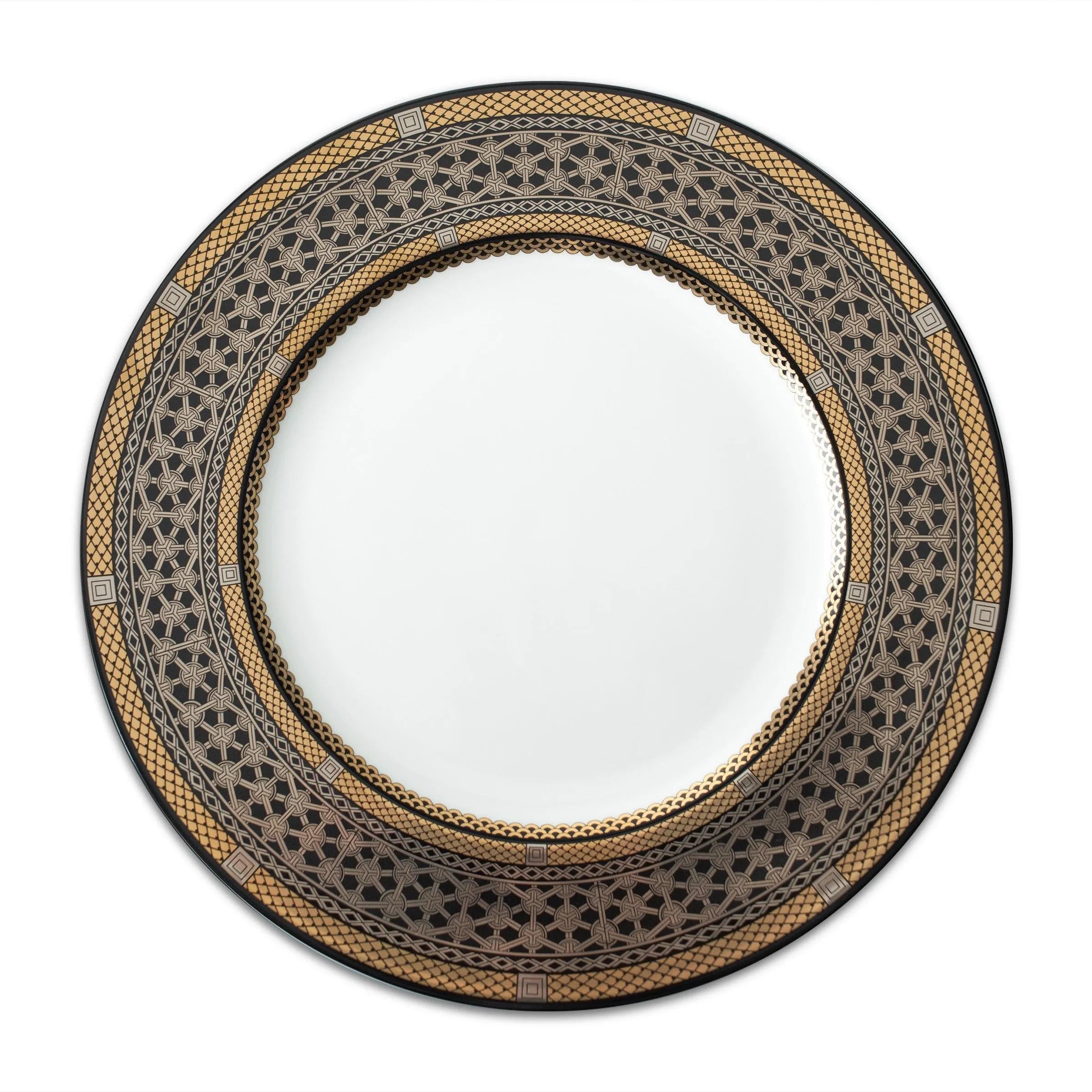 Caskata Wholesale Hawthorne Onyx Gold & Platinum Dinner Plate