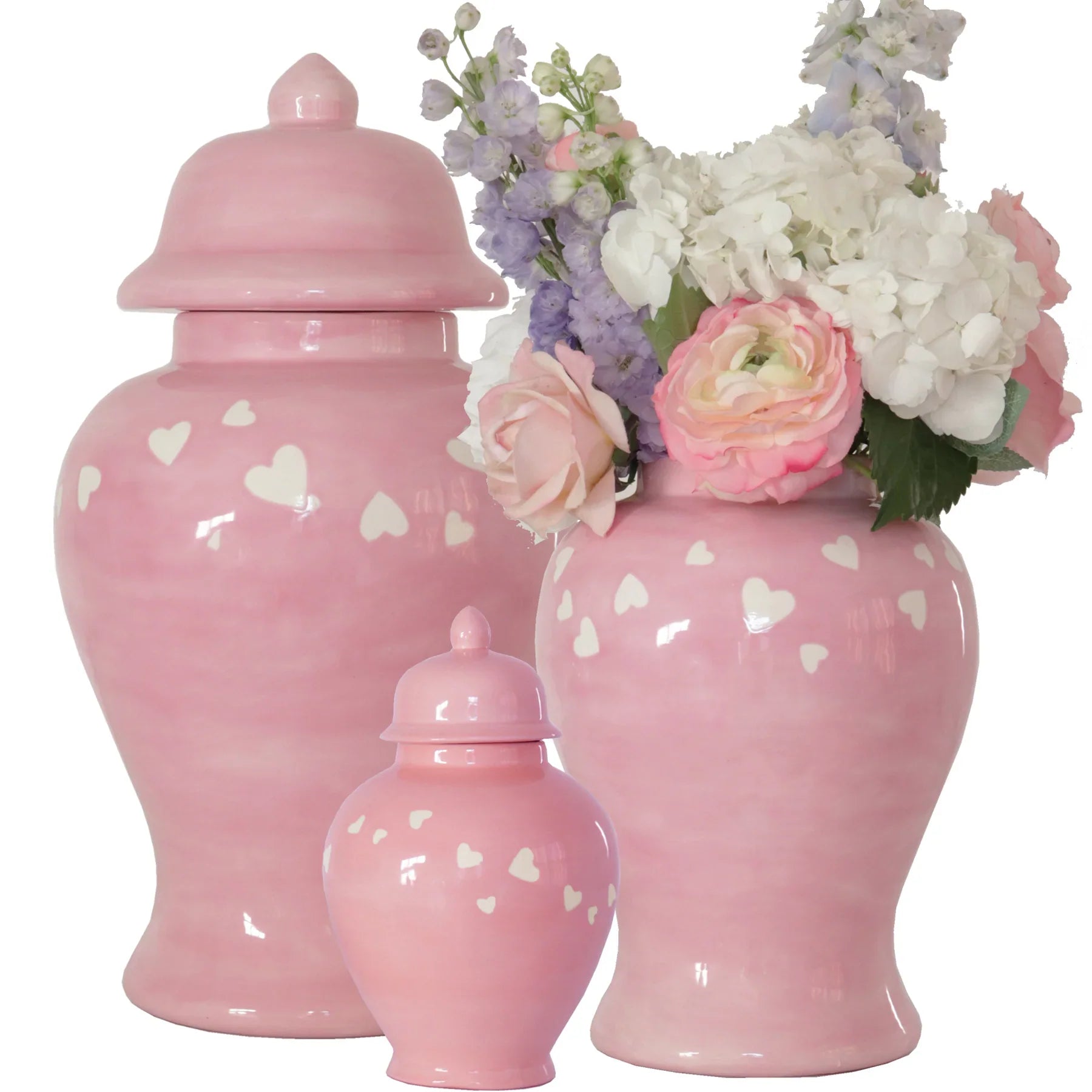 "Love is in the Air" Ginger Jars in Bubble Gum Pink