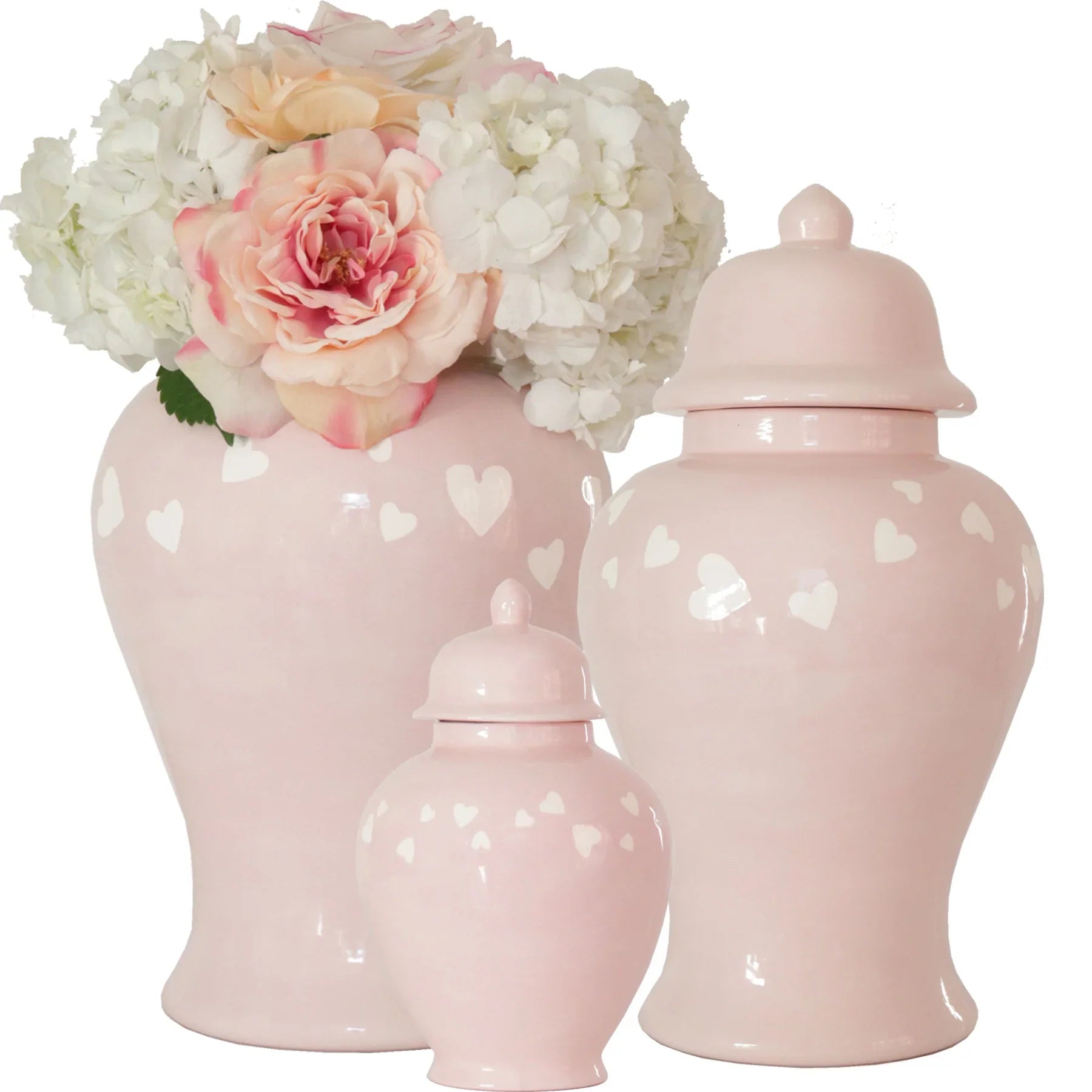 "Love is in the Air" Ginger Jars in Cherry Blossom Pink