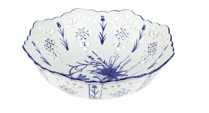 Pierced Scalloped Porcelain Bowl