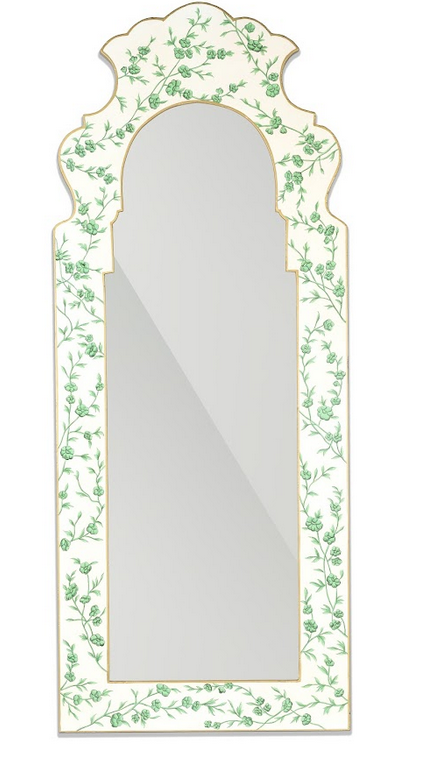 Green and Ivory Narrow Cherry Blossom Mirror