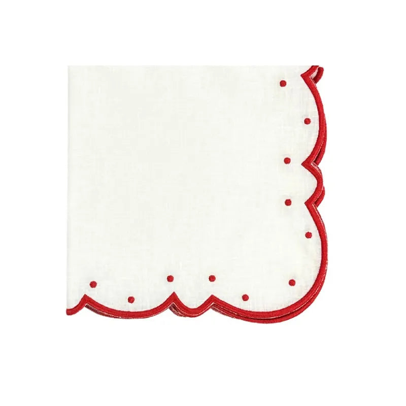 Studio Collection: Ava Napkins - White/Red (Set of 4)