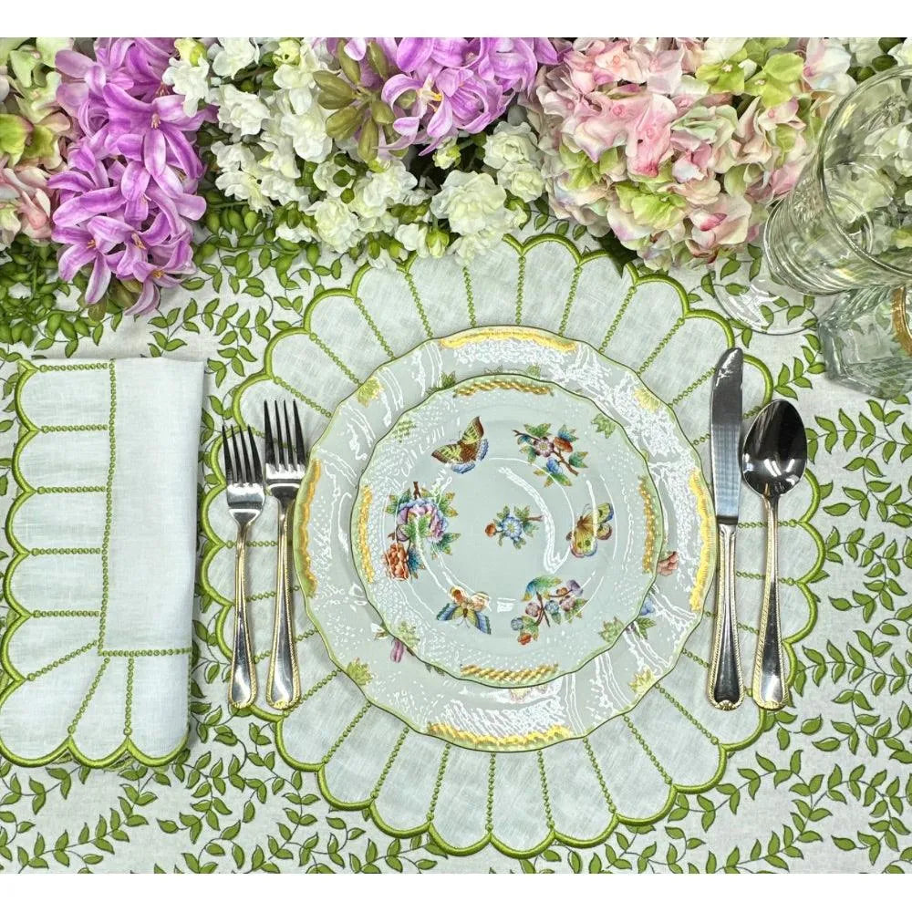 Flying Sheep Country Studio Collection: Pippa Placemat - White/Green (Set of 4)