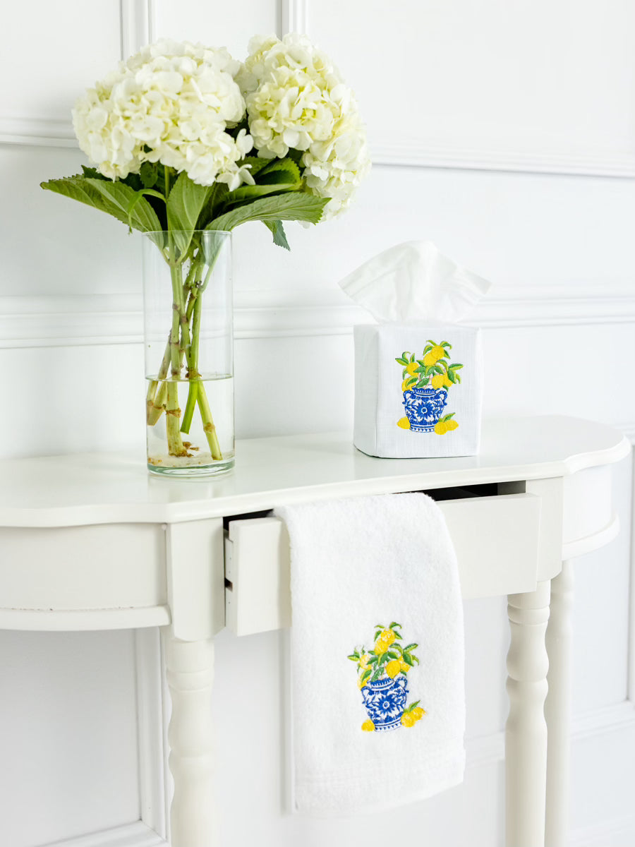 Tissue Box Cover, Lemons Ginger Jar