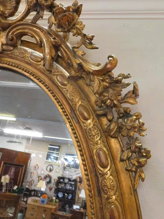 19th Century French Giltwood and Gesso Oval Mirror