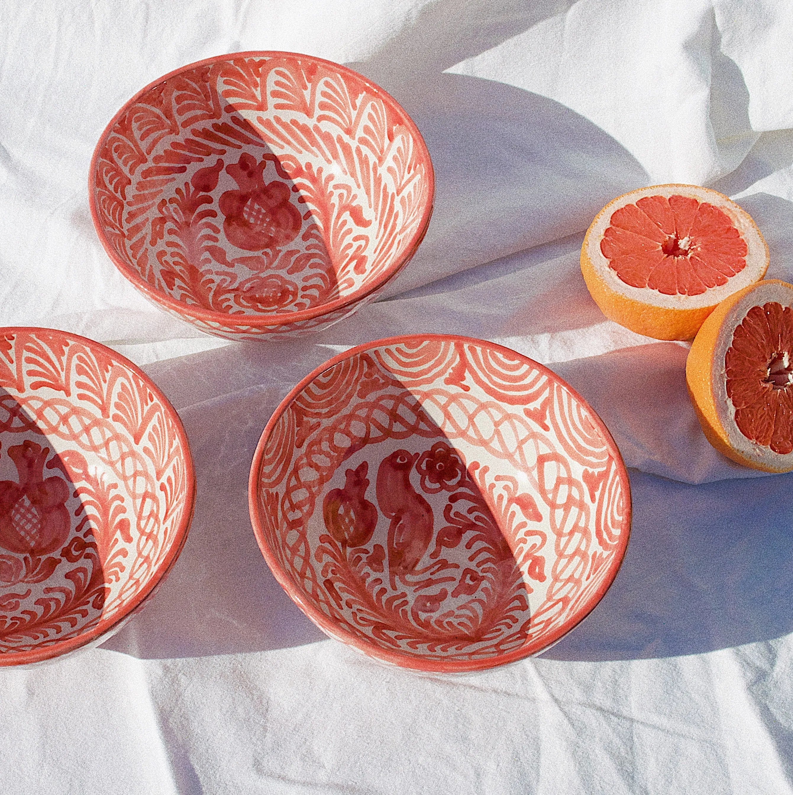 Medium bowl with hand painted designs