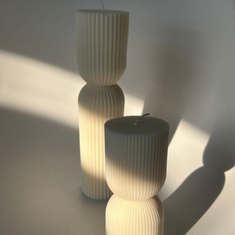 Striped Column Candle | Pillar Soy Decorative Candle