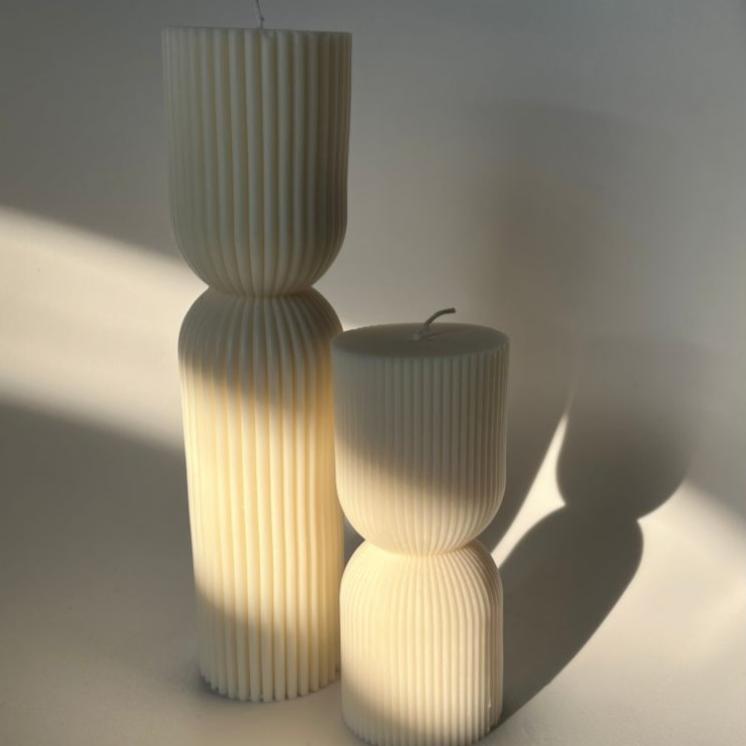 Striped Column Candle | Pillar Soy Decorative Candle